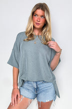 Weekend Wanderlust Rib Knit Side Slit Top - BACK IN STOCK
