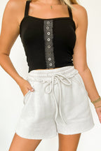 Black / S Weekly Favorite Button Detail Tank Top - FINAL SALE - Madison and Mallory