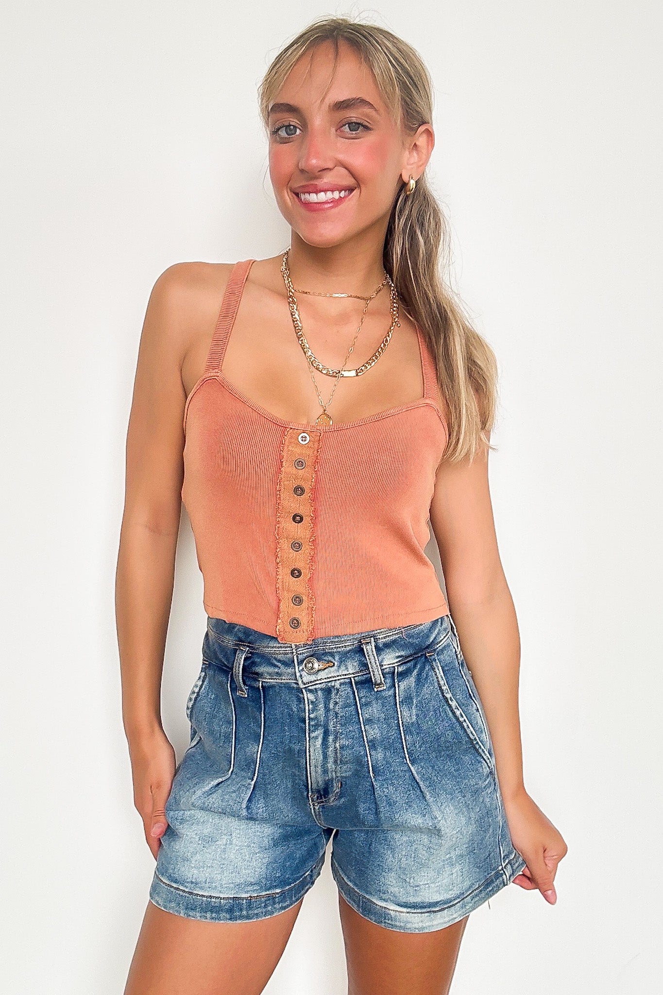Weekly Favorite Button Detail Tank Top - FINAL SALE - Madison and Mallory