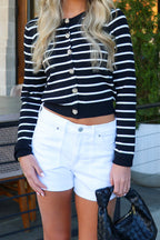 White / S Western Edge High Rise Denim Shorts - Madison and Mallory