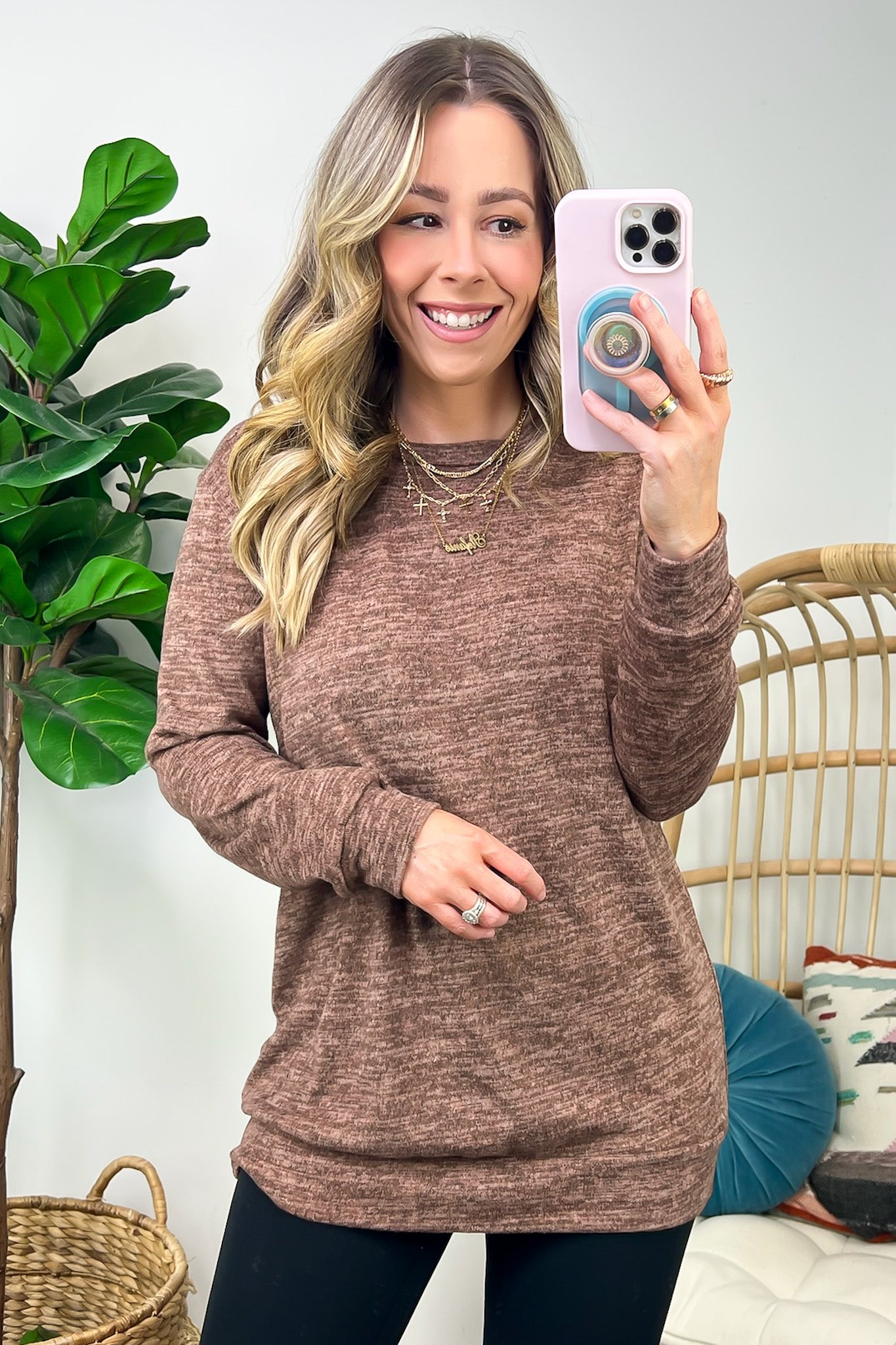  Whittnie Two Tone Knit Long Sleeve Top - FINAL SALE - Madison and Mallory