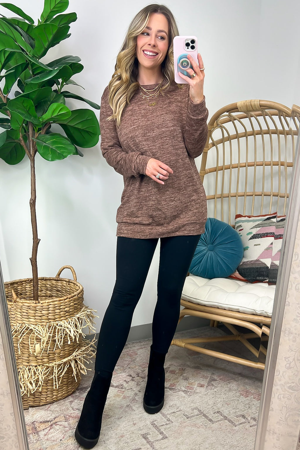  Whittnie Two Tone Knit Long Sleeve Top - FINAL SALE - Madison and Mallory