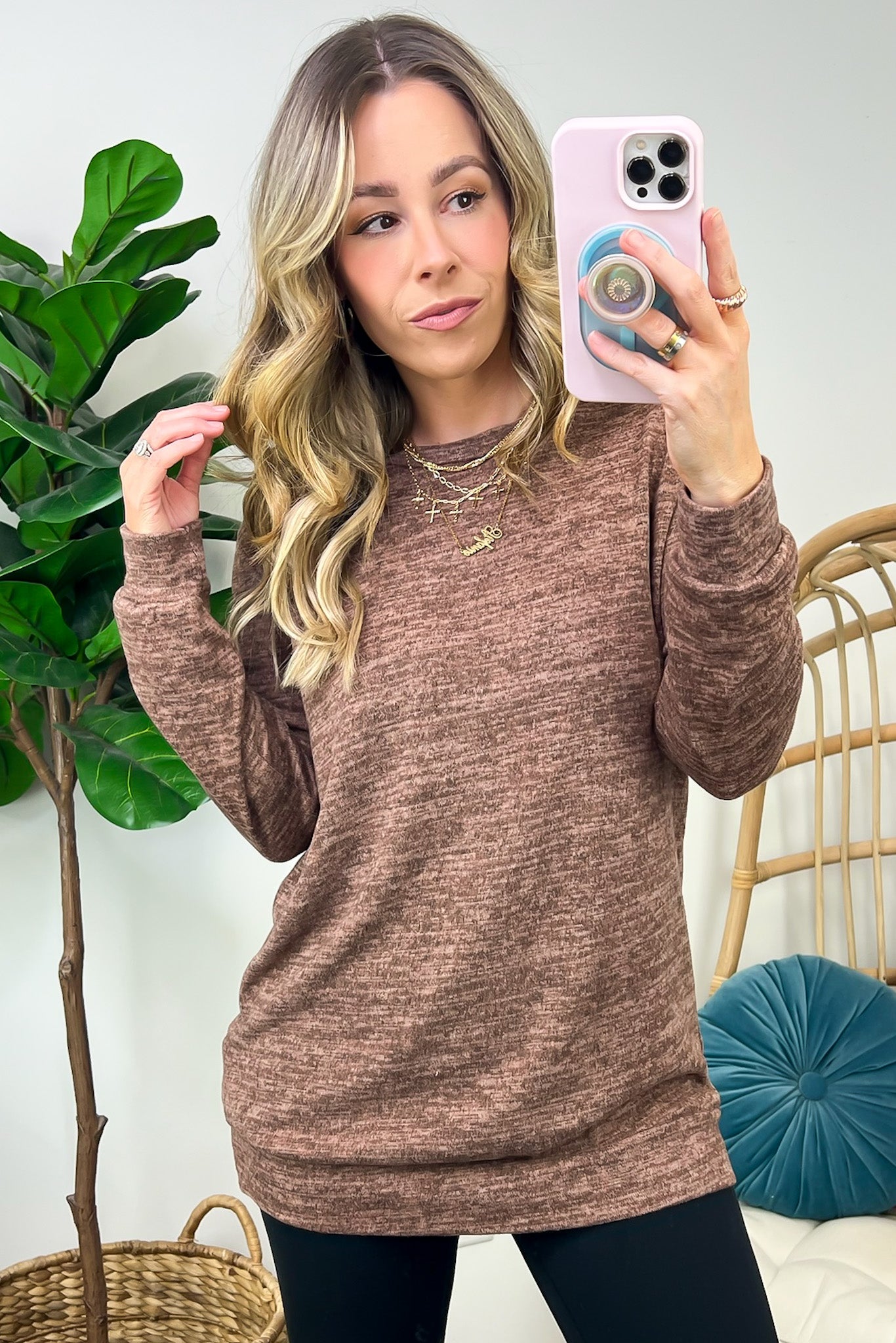  Whittnie Two Tone Knit Long Sleeve Top - FINAL SALE - Madison and Mallory