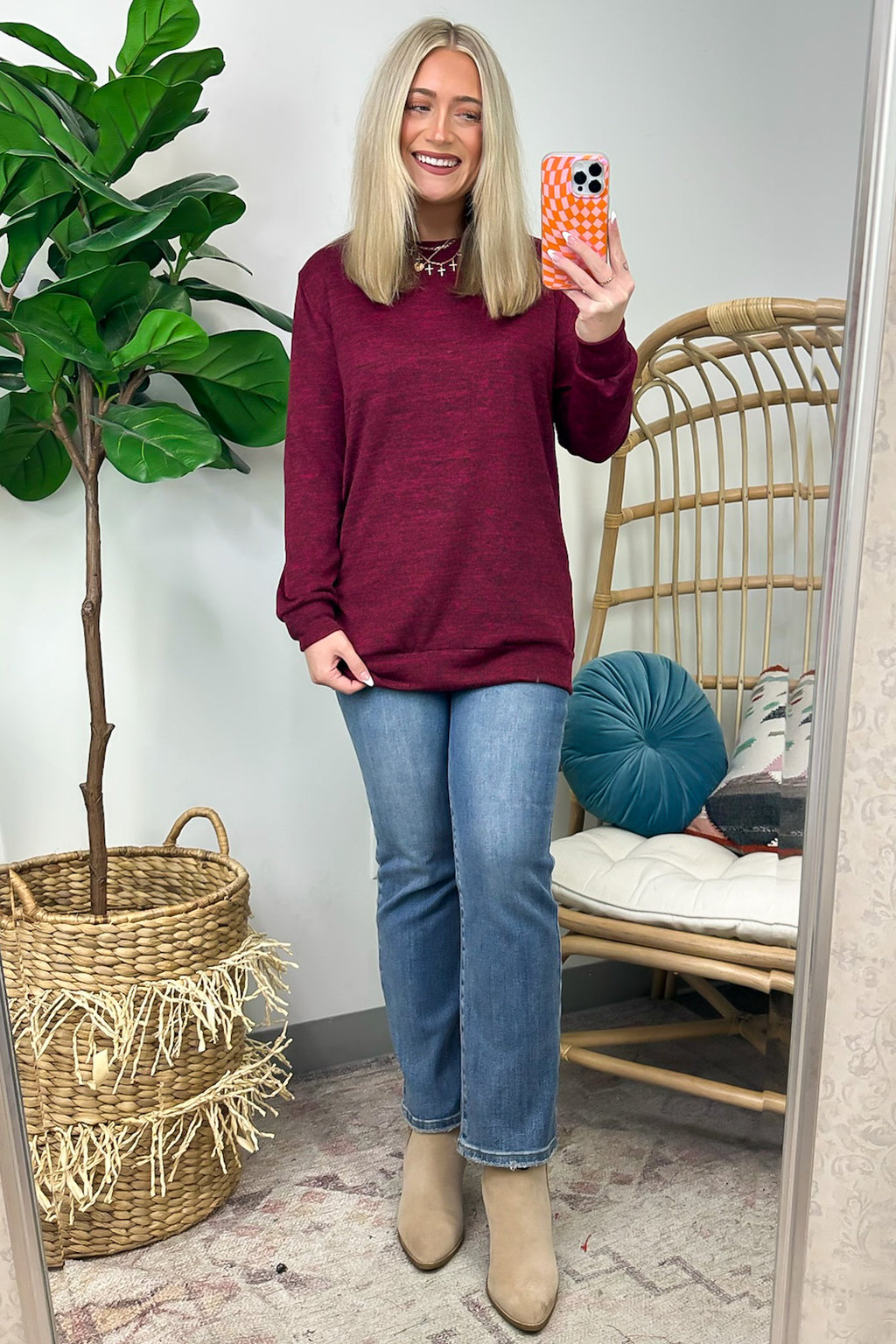 Whittnie Two Tone Knit Long Sleeve Top - FINAL SALE - Madison and Mallory