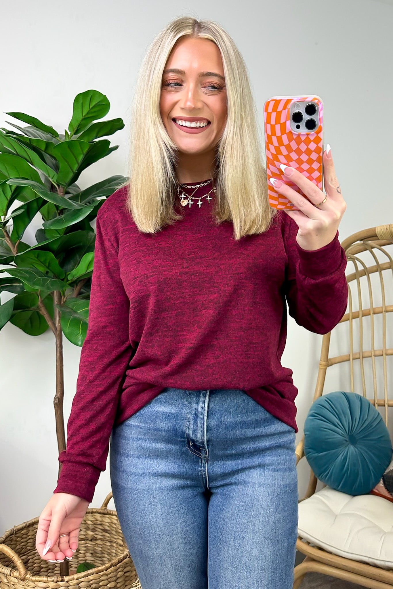  Whittnie Two Tone Knit Long Sleeve Top - FINAL SALE - Madison and Mallory