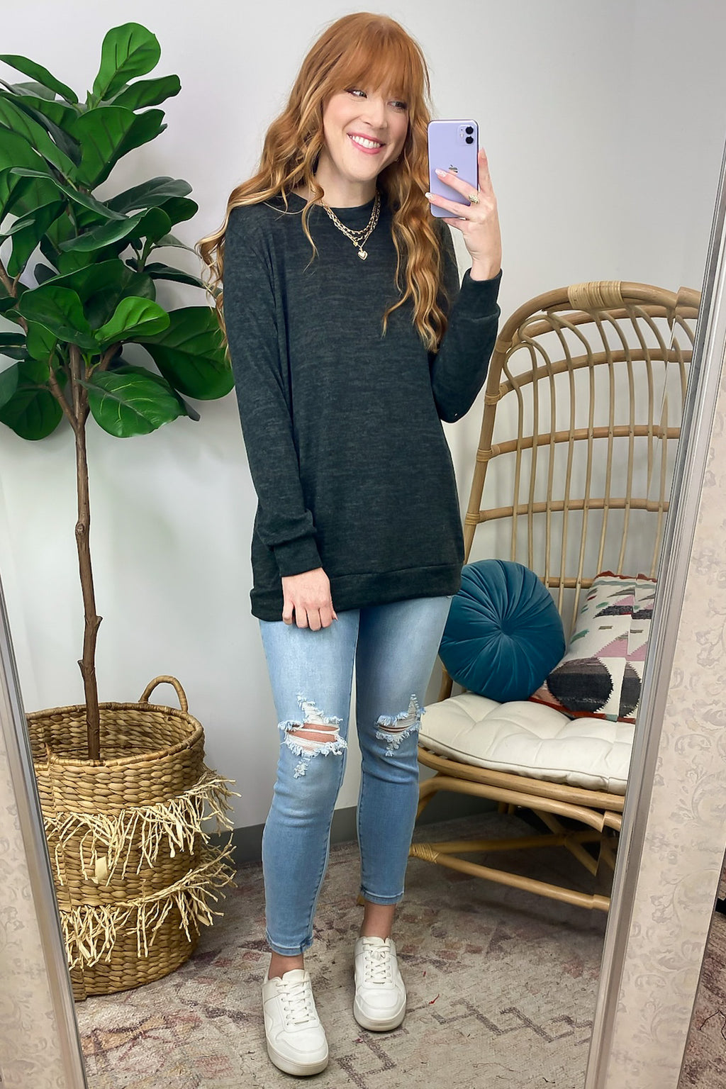  Whittnie Two Tone Knit Long Sleeve Top - FINAL SALE - Madison and Mallory