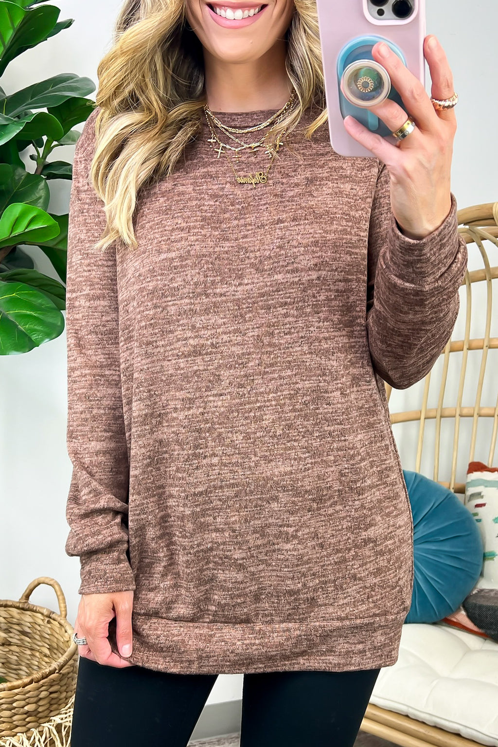  Whittnie Two Tone Knit Long Sleeve Top - FINAL SALE - Madison and Mallory