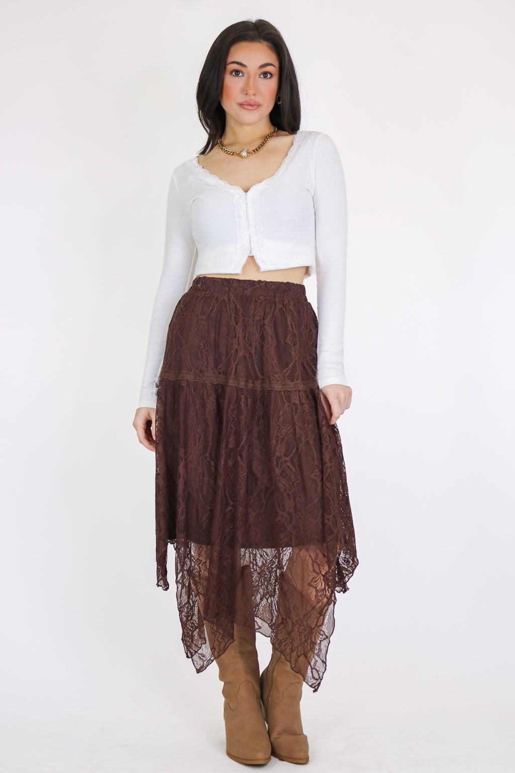 Wild Romance Lace Midi Skirt