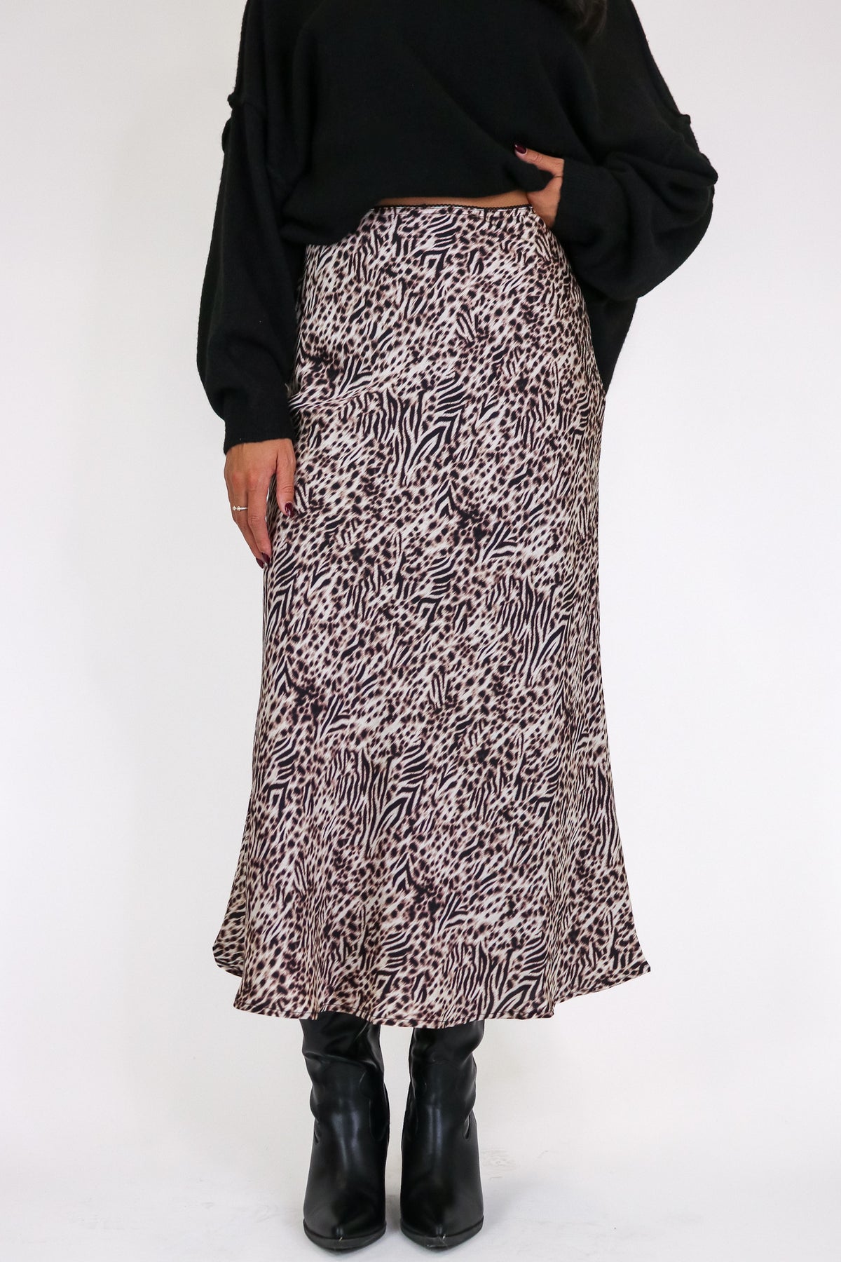 Wild Theory Satin Midi Skirt