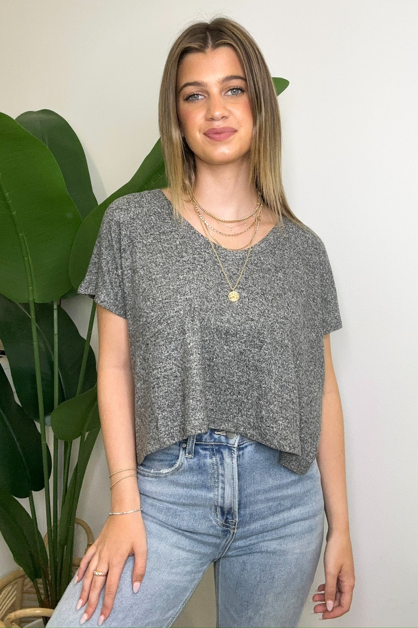 Black / S Wild Ambition V-Neck Dropped Shoulder Top - Madison and Mallory