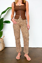 1 / Camel Wild Intent Animal Print Straight Leg Pants - Madison and Mallory