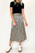 S / Mocha/Black Wild Rhythm Animal Print Midi Skirt - FINAL SALE - Madison and Mallory
