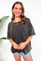 Ash Black / SM Wild Drift Acid Wash Relaxed Top - Madison and Mallory