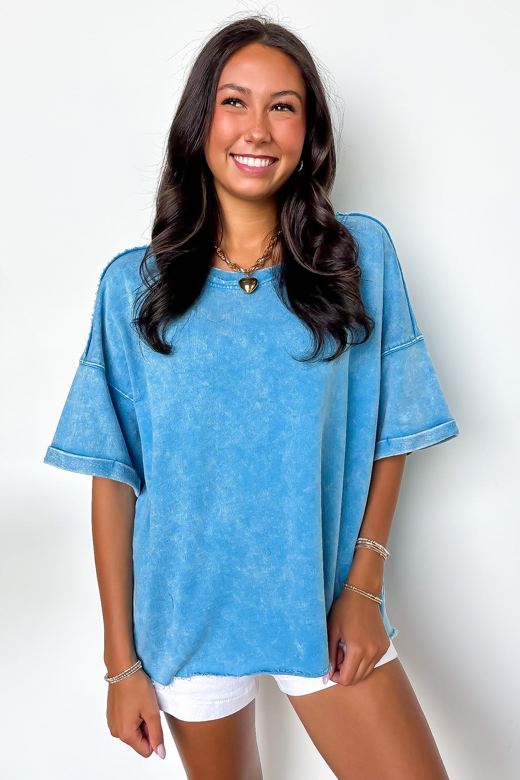 Deep Sky / SM Wild Drift Acid Wash Relaxed Top - Madison and Mallory