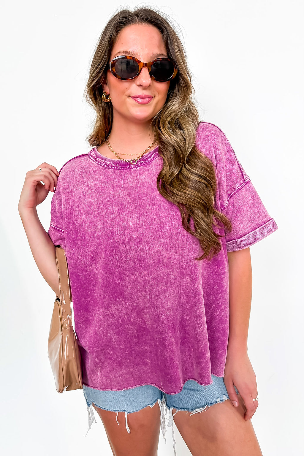 Light Plum / SM Wild Drift Acid Wash Relaxed Top - Madison and Mallory