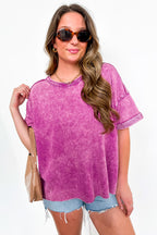 Light Plum / SM Wild Drift Acid Wash Relaxed Top - Madison and Mallory