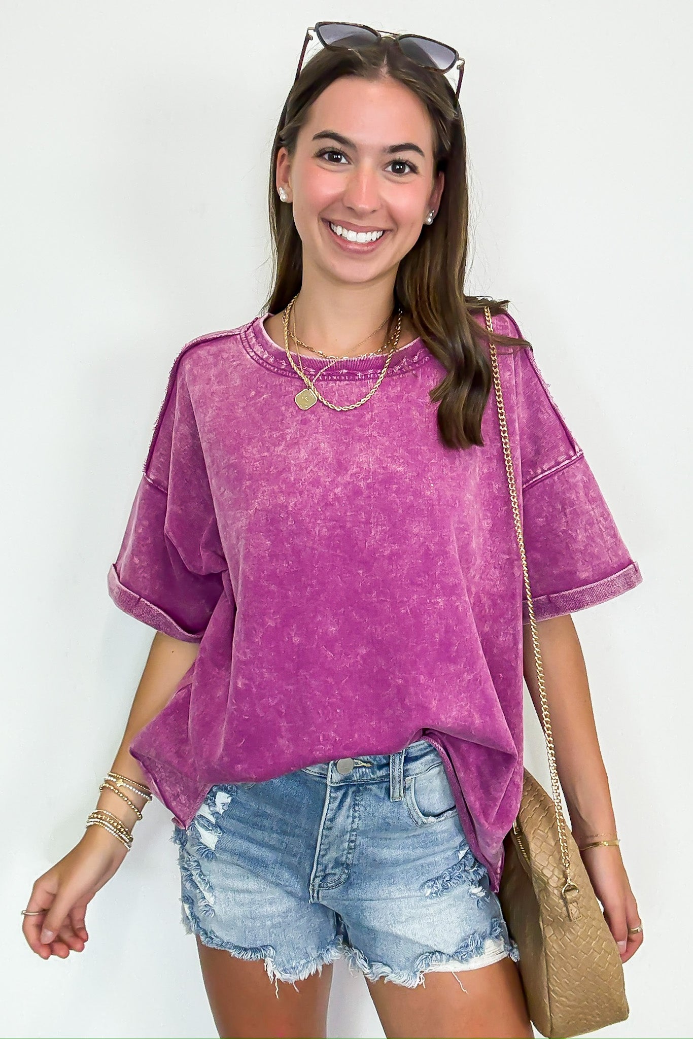 Light Plum / SM Wild Drift Acid Wash Relaxed Tee - BACK IN STOCK - Madison and Mallory