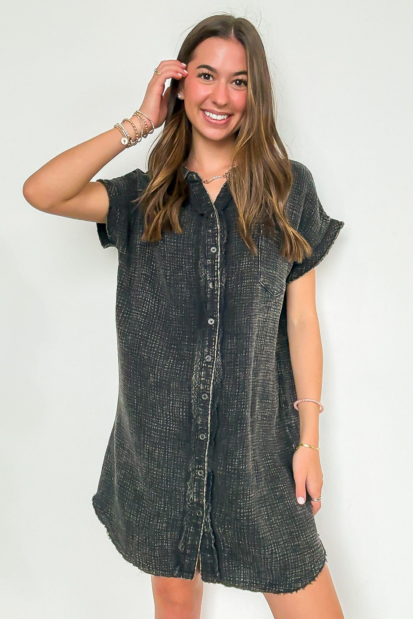 Wild Honey Washed Double Gauze Button Down Shirt Dress - Madison and Mallory