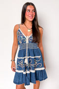 S / Deep Denim Wild Spirit Beaded Dress - Madison and Mallory