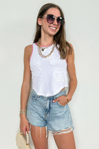 Off White / S Wildflower Whim Embroidered Tank Top - FINAL SALE - Madison and Mallory