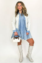 Wildflower Wash Floral Quilted Denim Jacket - FINAL SALE - Madison and Mallory