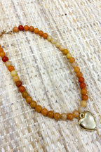 Gold Wildstone Heart Beaded Necklace - Madison and Mallory