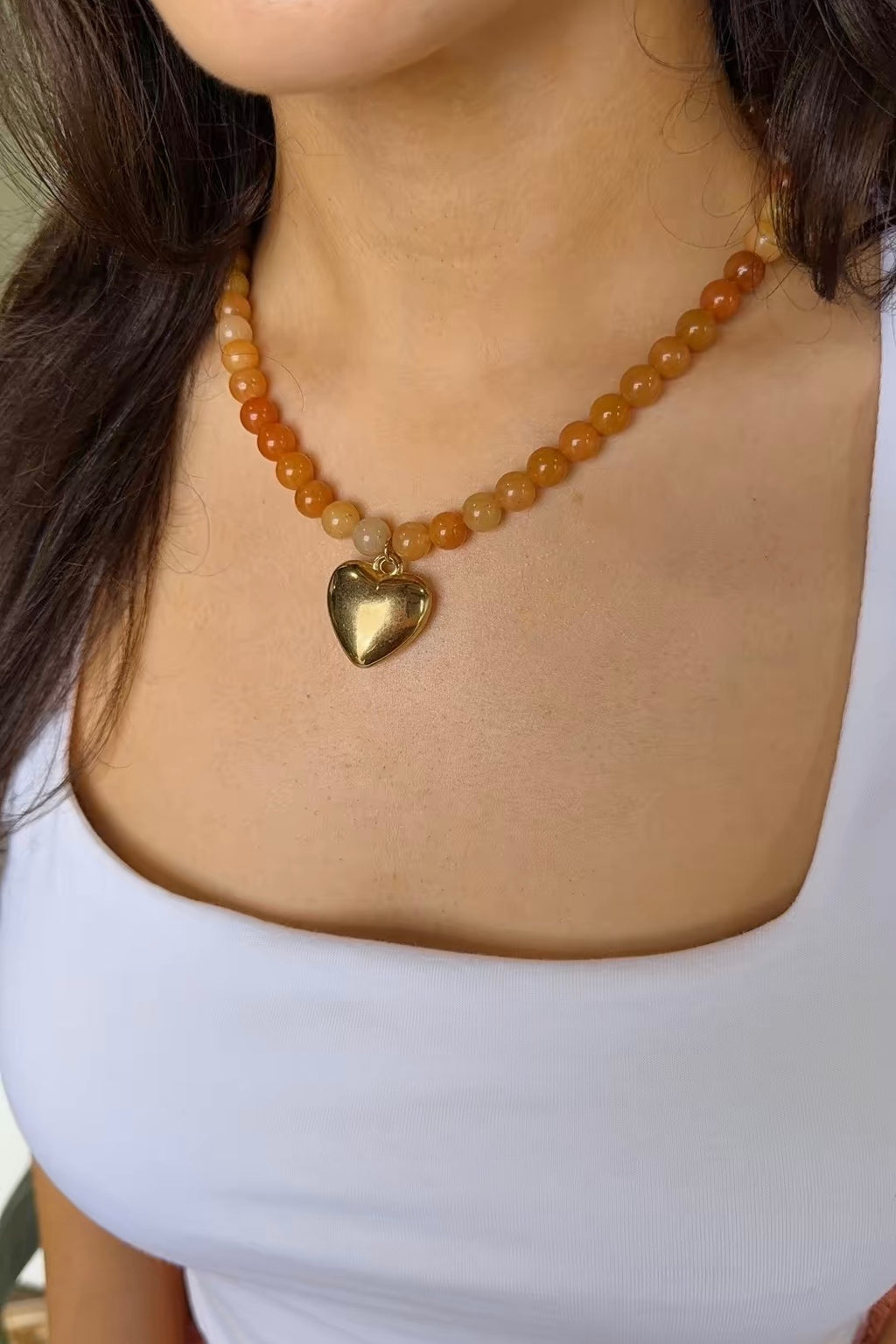 Wildstone Heart Beaded Necklace - Madison and Mallory