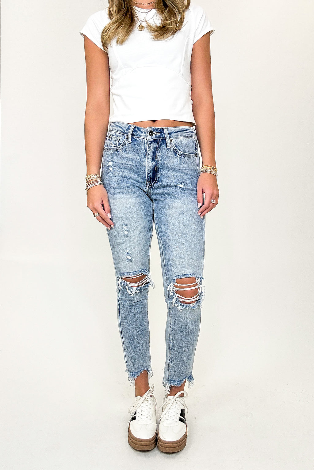 Willa High Rise Distressed Relaxed Straight Jeans - Madison and Mallory
