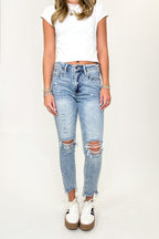 Willa High Rise Distressed Relaxed Straight Jeans - Madison and Mallory