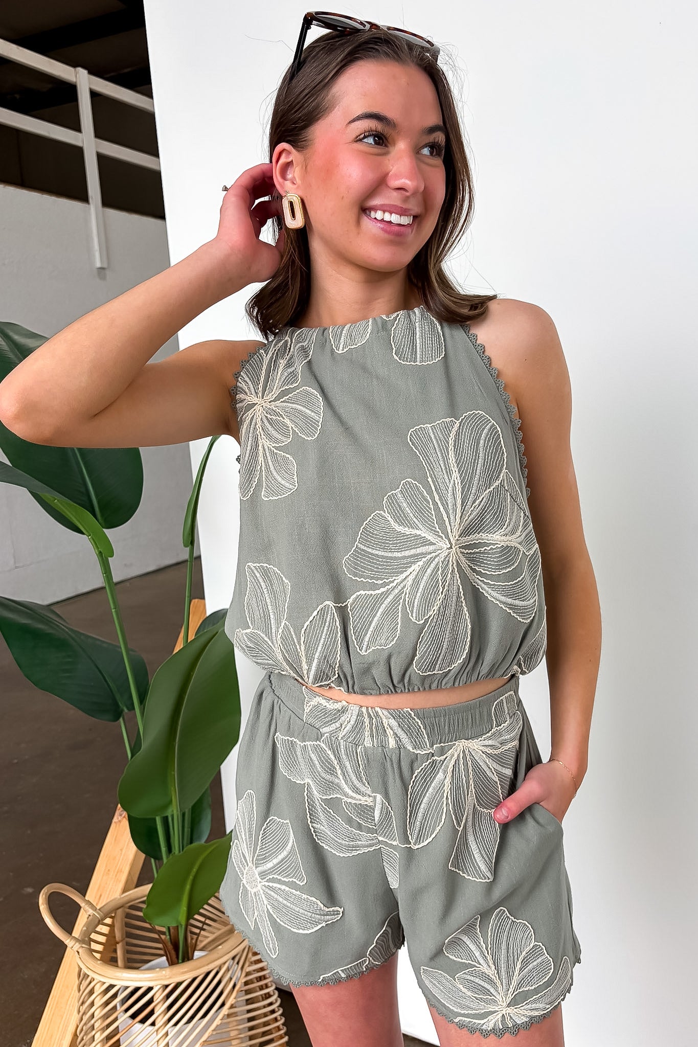 Willow Bloom Floral Embroidered Shorts - Madison and Mallory