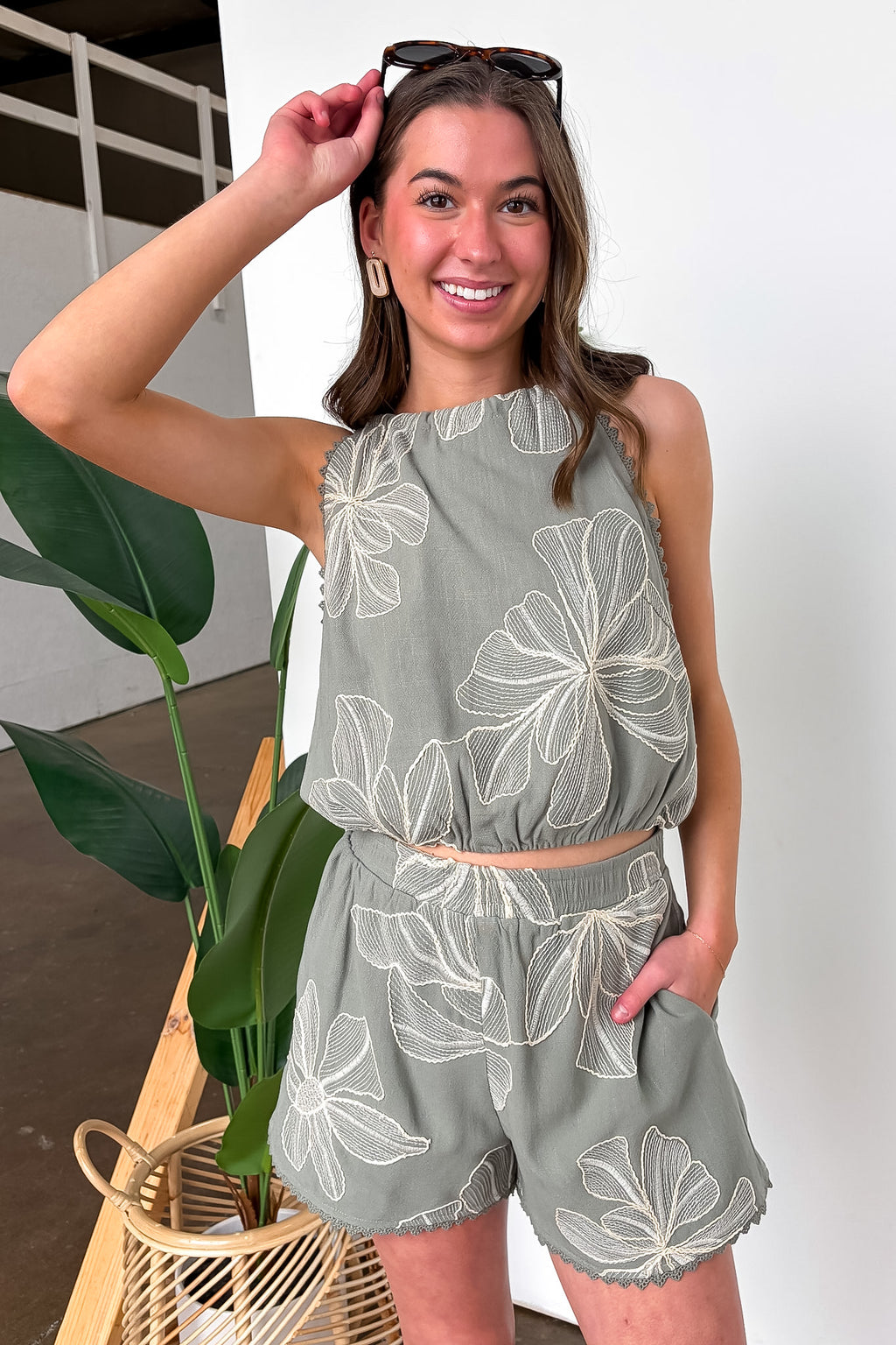 Willow Bloom Floral Embroidered Shorts - Madison and Mallory