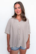 Ash Mocha / SM Willow Striped Oversized Top - Madison and Mallory