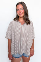 Ash Mocha / SM Willow Striped Oversized Top - Madison and Mallory
