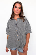 Black / SM Willow Striped Oversized Top - Madison and Mallory