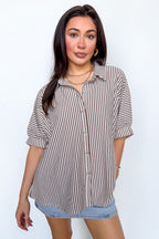 Mocha / SM Willow Striped Oversized Top - Madison and Mallory