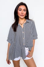 Navy / SM Willow Striped Oversized Top - Madison and Mallory
