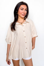 Taupe / SM Willow Striped Oversized Top - Madison and Mallory