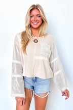 Coconut / S Willow Wind Crochet Detail Top - Madison and Mallory