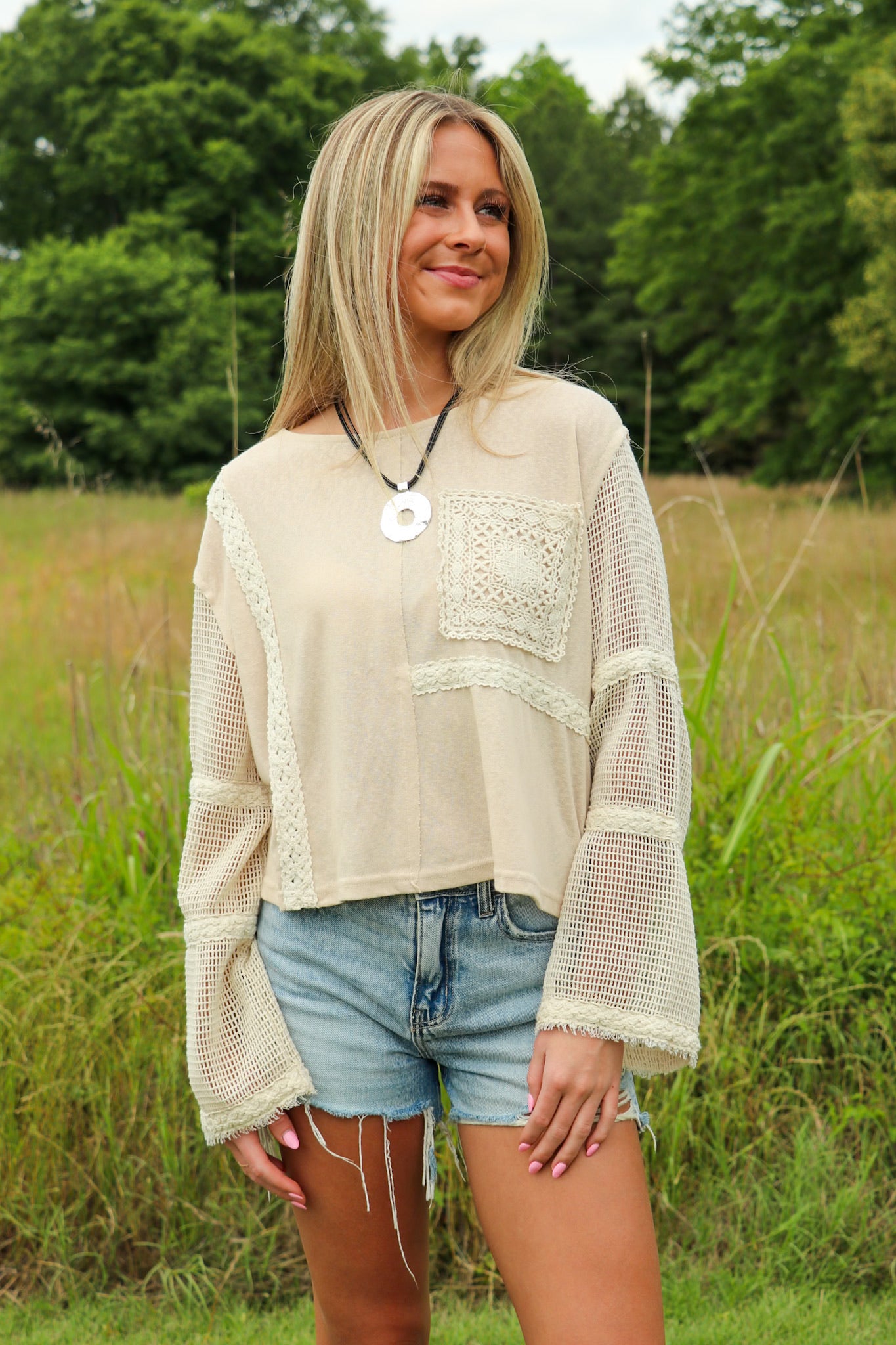 Willow Wind Crochet Detail Top - Madison and Mallory