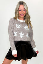 Winter Whimsy Snowflake Embroidered Applique Sweater - FINAL SALE - Madison and Mallory
