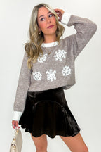 Winter Whimsy Snowflake Embroidered Applique Sweater - FINAL SALE - Madison and Mallory