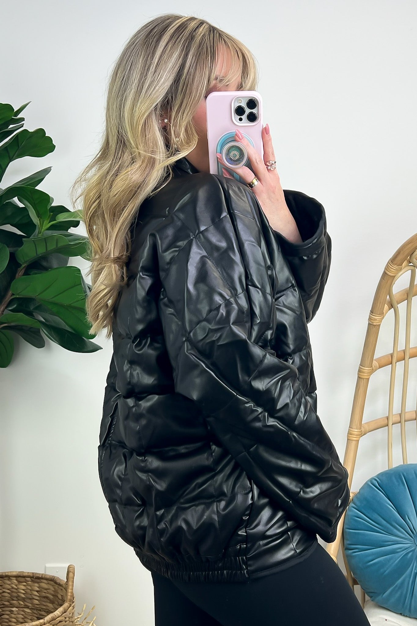  Winter's Edge Faux Leather Puffer Jacket - Madison and Mallory