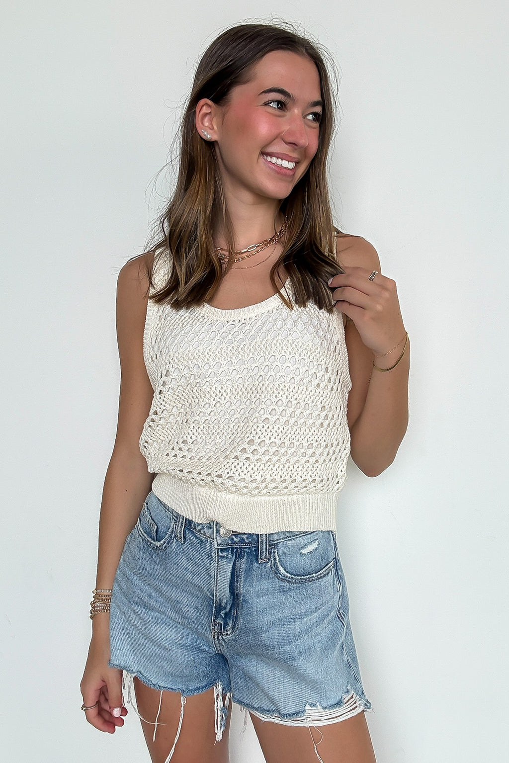 Woven Ease Crochet Knit Sleeveless Top - FINAL SALE - Madison and Mallory