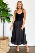 Black / S Woven Whisper Sweater Knit Top Midi Dress - FINAL SALE - Madison and Mallory