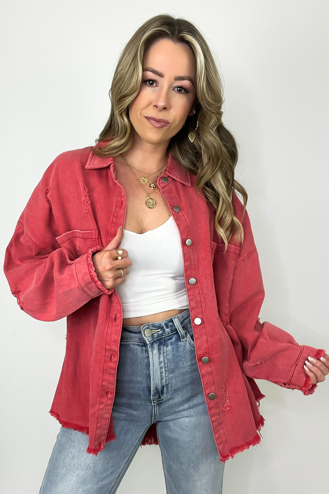  Wynn Oversized Distressed Denim Jacket - Madison and Mallory