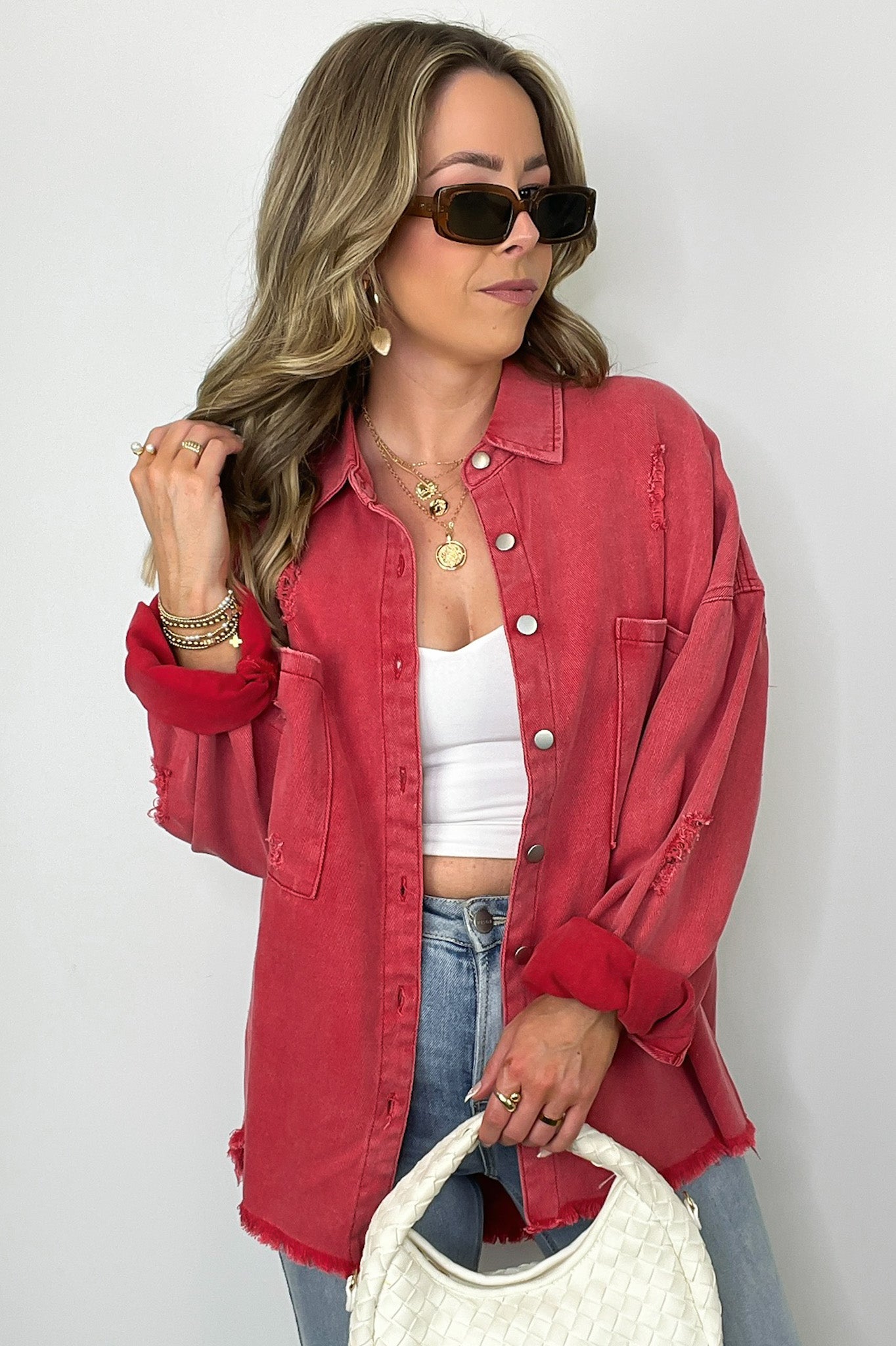  Wynn Oversized Distressed Denim Jacket - Madison and Mallory