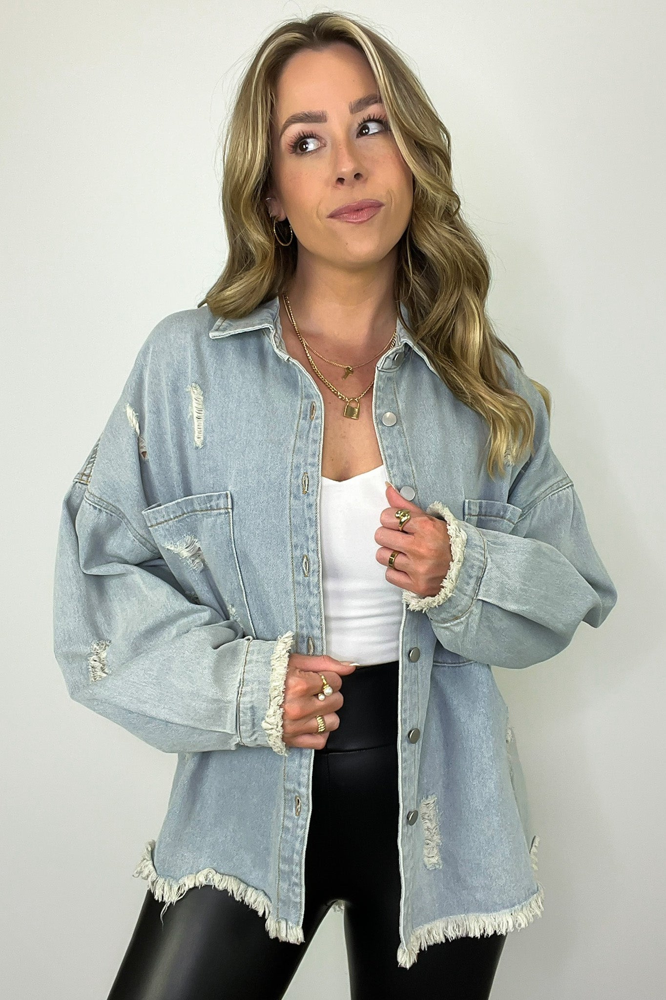  Wynn Oversized Distressed Denim Jacket - Madison and Mallory