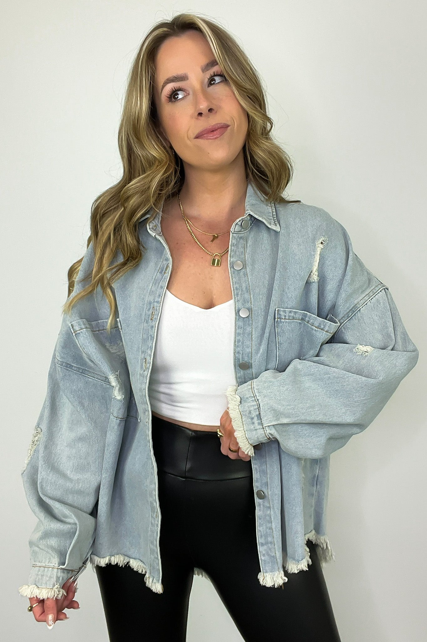  Wynn Oversized Distressed Denim Jacket - Madison and Mallory