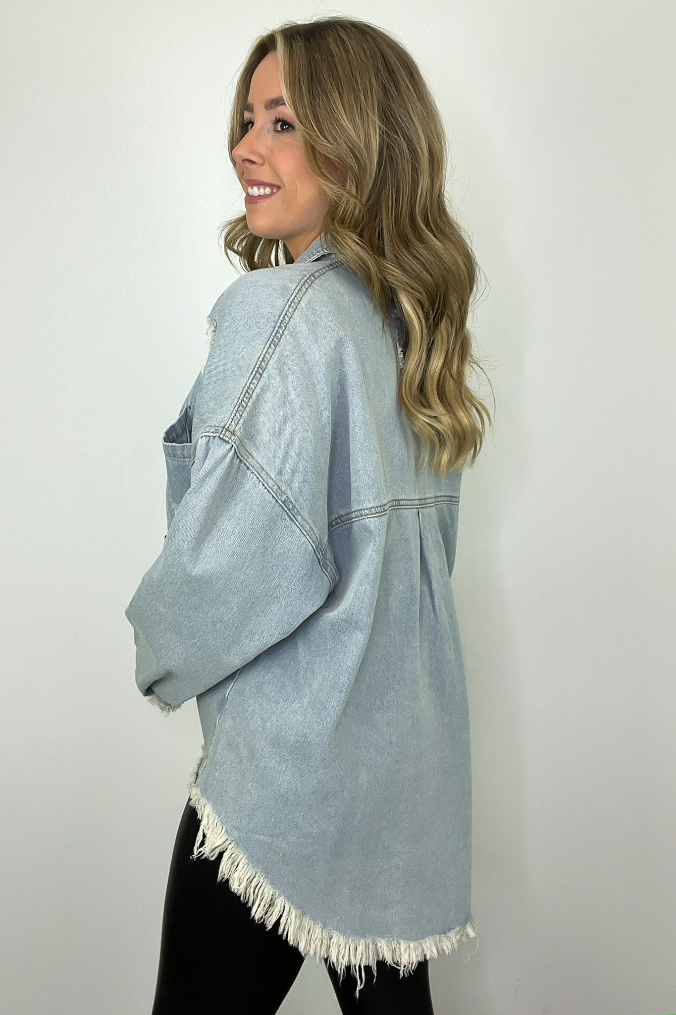  Wynn Oversized Distressed Denim Jacket - Madison and Mallory