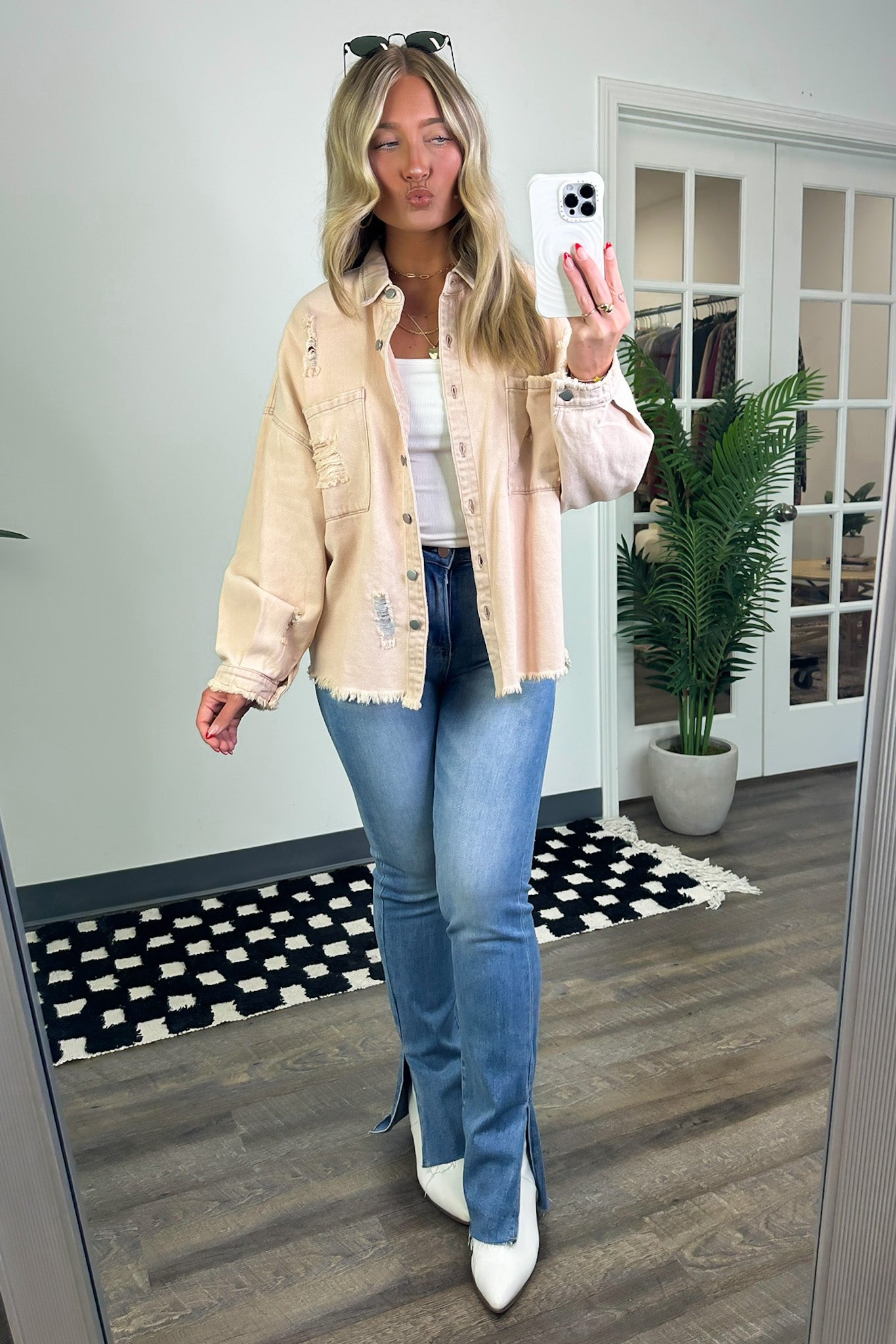  Wynn Oversized Distressed Denim Jacket - Madison and Mallory